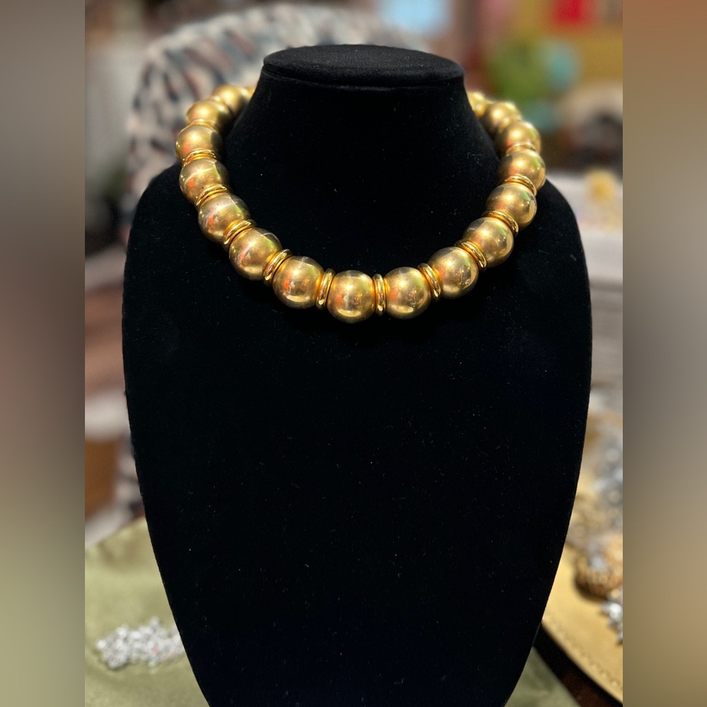 Vintage Anne Klein Gold Ball Necklace.